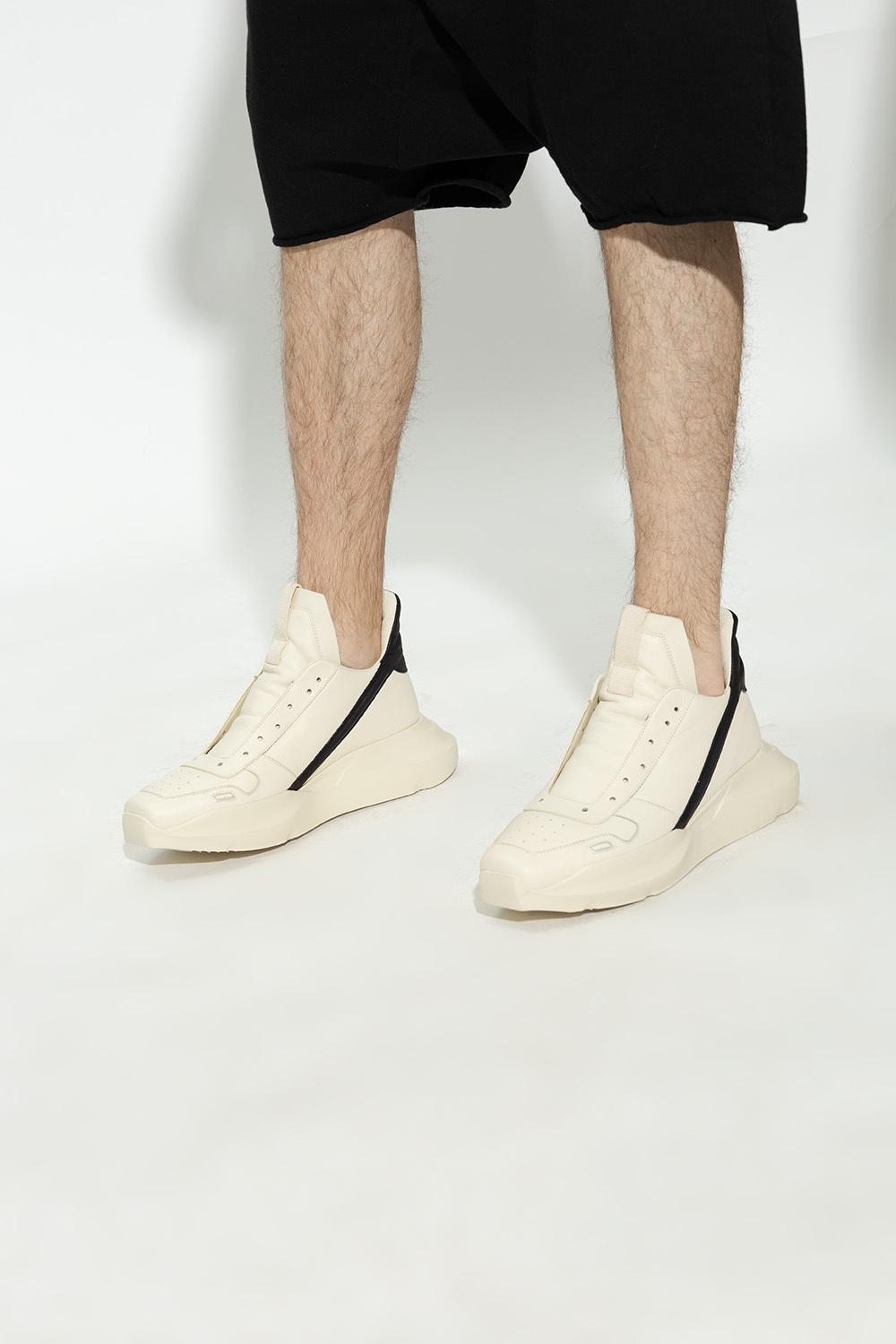 Cream 'Geth Runner' sneakers Rick Owens - BOSS logo-tape leather